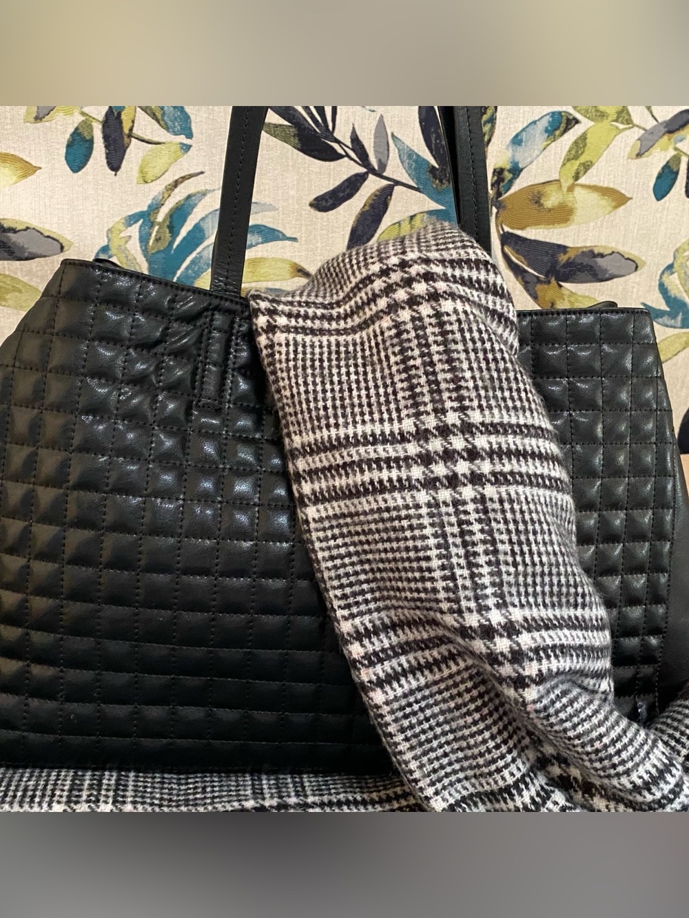 Banana Republic Black Quilted Leather Tote